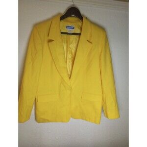 Vintage Pendleton Lemon Yellow 100% Wool Womens Classic Blazer Jacket USA 10